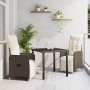 Juego de comedor de jardín de 3 piezas con cojines marrón poliratán de , Sillas de jardín - Ref: Foro24-3379667, Precio: 340,...