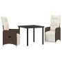Juego de comedor de jardín de 3 piezas con cojines marrón poliratán de , Sillas de jardín - Ref: Foro24-3379667, Precio: 340,...