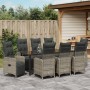 Set de Comedor de Jardín de 9 Piezas con Cojines Beige Ratán Sintético de , Sillas de jardín - Ref: Foro24-3379687, Precio: 1...
