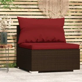 Central garden sofa with brown synthetic rattan cushions by vidaXL, Modular outdoor sofas - Ref: Foro24-317548, Price: 92,76 ...
