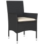 Juego de Comedor de Jardín de 7 Piezas con Cojines Gris Claro Poliratán, Mesa de Jardín Negra 200x80x73 cm Vidrio Templado de...