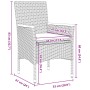 Juego de Comedor de Jardín de 5 Piezas con Cojines de Poliratán Gris, Mesa de Jardín Negra 80x80x73 cm de Cristal Templado de...