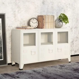 Industrial sideboard in metal and white glass 105x35x62 cm by vidaXL, Sideboards - Ref: Foro24-339609, Price: 104,91 €, Disco...