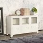 Aparador industrial de metal y vidrio blanco 105x35x62 cm de vidaXL, Aparadores - Ref: Foro24-339609, Precio: 104,91 €, Descu...
