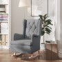 Sillón con patas mecedoras madera maciza caucho tela gris claro en Sillones | Comprar online en Foru.es