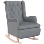 Sillón con patas mecedoras madera maciza caucho tela gris claro en Sillones | Comprar online en Foru.es
