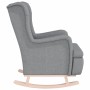 Sillón con patas mecedoras madera maciza caucho tela gris claro en Sillones | Comprar online en Foru.es