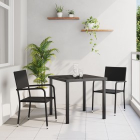 Juego de Comedor de Jardín de 9 Piezas Ratán Poliéster Negro de , Sillas de jardín - Ref: Foro24-3379911, Precio: 325,71 €, D...