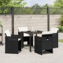 Conjunto de Comedor de Jardín de 5 Piezas con Cojines Ratán Poliéster Negro | Foro24.es | Tu tienda online para hogar, jardín y más Foro24.es