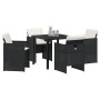 Conjunto de Comedor Jardín de 5 Piezas con Cojines Ratan Poliratan Negro | Foro24.es | Tu tienda online para hogar, jardín y más Foro24.es