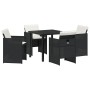 Set de Comedor de Jardín de 5 Piezas con Cojines Negros de Poliratán | Foro24.es | Tu tienda online para hogar, jardín y más Foro24.es