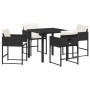Juego de Comedor de Jardín de 5 Piezas con Cojines Negro Poliratán de , Sillas de jardín - Ref: Foro24-3380008, Precio: 235,6...