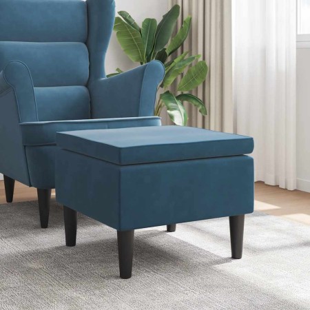 Taburete con patas de madera terciopelo azul en Taburetes y sillas plegables | Comprar online en Foru.es