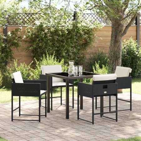 Juego de Comedor de Jardín de 5 Piezas con Cojines Beige Rattan Poliéster de , Sillas de jardín - Ref: Foro24-3380030, Precio...