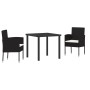 Set de Comedor de Jardín de 3 Piezas con Cojines - Ratán Poliéster Negro de , Sillas de jardín - Ref: Foro24-3380050, Precio:...