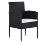 Set de Comedor de Jardín de 3 Piezas con Cojines - Ratán Poliéster Negro de , Sillas de jardín - Ref: Foro24-3380050, Precio:...