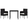 Set de Comedor de Jardín de 3 Piezas con Cojines - Ratán Poliéster Negro de , Sillas de jardín - Ref: Foro24-3380050, Precio:...