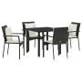Conjunto de Comedor de Jardín de 5 Piezas con Cojines - Poliratán Negro de , Conjuntos de jardín - Ref: Foro24-3380072, Preci...