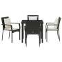 Conjunto de Comedor de Jardín de 5 Piezas con Cojines - Poliratán Negro de , Conjuntos de jardín - Ref: Foro24-3380072, Preci...