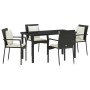 Juego de Comedor de Jardín de 5 Piezas con Cojines Ratán Negro de , Conjuntos de jardín - Ref: Foro24-3380073, Precio: 363,90...