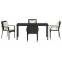 Juego de Comedor de Jardín de 5 Piezas con Cojines Negro Poliratán de , Conjuntos de jardín - Ref: Foro24-3380074, Precio: 37...