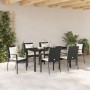 Juego de Comedor de Jardín de 7 Piezas con Cojines Negro Poliratán de , Conjuntos de jardín - Ref: Foro24-3380075, Precio: 47...