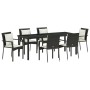 Juego de Comedor de Jardín de 7 Piezas con Cojines Negros de Poliratán de , Conjuntos de jardín - Ref: Foro24-3380076, Precio...