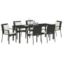 Juego de Comedor de Jardín de 7 Piezas con Cojines Negros de Poliratán de , Conjuntos de jardín - Ref: Foro24-3380076, Precio...