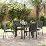 Juego de Comedor de Jardín de 5 Piezas con Cojines Negro Poliratán | Foro24.es | Tu tienda online para hogar, jardín y más Foro24.es