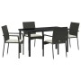 Juego de Comedor de Jardín de 5 Piezas con Cojines Negro Poliratán | Foro24.es | Tu tienda online para hogar, jardín y más Foro24.es