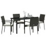 Juego de Comedor de Jardín de 5 Piezas con Cojines Negro Poliratán | Foro24.es | Tu tienda online para hogar, jardín y más Foro24.es