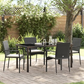 Juego de Comedor de Jardín de 5 Piezas con Cojines Negro Poliratán de , Conjuntos de jardín - Ref: Foro24-3380081, Precio: 35...