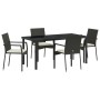 Juego de Comedor de Jardín de 5 Piezas con Cojines Negro Poliratán de , Conjuntos de jardín - Ref: Foro24-3380081, Precio: 35...
