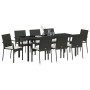 Juego de Comedor de Jardín de 9 Piezas con Cojines Negro Poliratán | Foro24.es | Tu tienda online para hogar, jardín y más Foro24.es