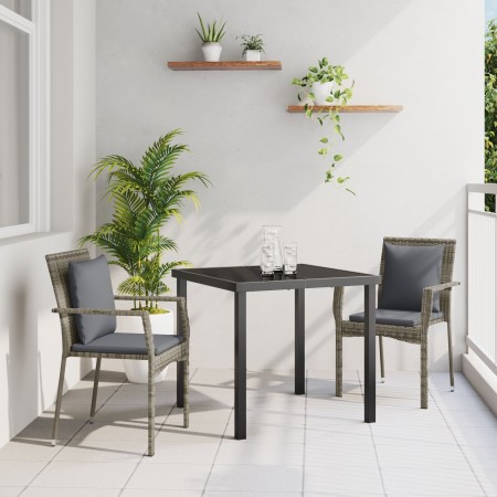 Set de Comedor de Jardín de 3 Piezas con Cojines Gris Poliratán de , Conjuntos de jardín - Ref: Foro24-3380085, Precio: 188,9...