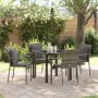 Juego de Comedor de Jardín de 5 Piezas con Cojines Gris Poliratán | Foro24.es | Tu tienda online para hogar, jardín y más Foro24.es