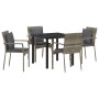 Juego de Comedor de Jardín de 5 Piezas con Cojines Gris Poliratán | Foro24.es | Tu tienda online para hogar, jardín y más Foro24.es