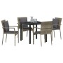 Juego de Comedor de Jardín de 5 Piezas con Cojines Gris Poliratán | Foro24.es | Tu tienda online para hogar, jardín y más Foro24.es
