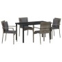 Juego de Comedor de Jardín de 5 piezas con cojines Gris Poliratán | Foro24.es | Tu tienda online para hogar, jardín y más Foro24.es