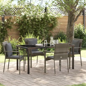Juego de Comedor de Jardín de 5 piezas con cojines Gris Polirratán de , Conjuntos de jardín - Ref: Foro24-3380088, Precio: 37...