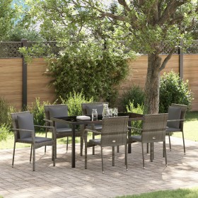Conjunto de Comedor de Jardín de 7 piezas con Cojines Gris Poliratán de , Conjuntos de jardín - Ref: Foro24-3380089, Precio: ...
