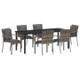 Juego de Comedor de Jardín de 7 Piezas con Cojines Gris Poliratán de , Conjuntos de jardín - Ref: Foro24-3380090, Precio: 494...