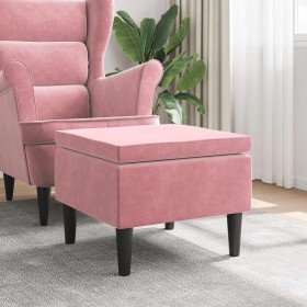 Taburete con patas de madera terciopelo rosa en Taburetes y sillas plegables | Comprar online en Foru.es