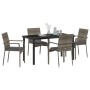 Conjunto de Comedor de Jardín de 5 Piezas con Cojines Gris Poliratán | Foro24.es | Tu tienda online para hogar, jardín y más Foro24.es