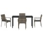 Conjunto de Comedor de Jardín de 5 Piezas con Cojines Gris Poliratán | Foro24.es | Tu tienda online para hogar, jardín y más Foro24.es