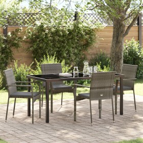 Conjunto de Comedor de Jardín de 5 Piezas con Cojines en Gris Poliratán de , Conjuntos de jardín - Ref: Foro24-3380095, Preci...
