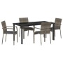 Conjunto de Comedor de Jardín de 5 Piezas con Cojines en Gris Poliratán de , Conjuntos de jardín - Ref: Foro24-3380095, Preci...