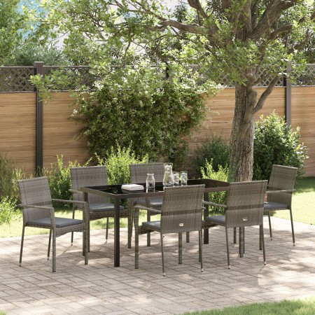 Conjunto de Comedor de Jardín de 7 Piezas con Cojines Grises de Poliratán de , Conjuntos de jardín - Ref: Foro24-3380096, Pre...