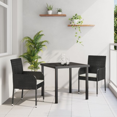 Set de Comedor de Jardín de 3 Piezas con Cojines Grises Poliratán de , Sillas de jardín - Ref: Foro24-3380106, Precio: 172,26...