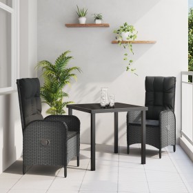 Juego de comedor para jardín de 5 piezas con cojines, negro, poliratán de , Sillas de jardín - Ref: Foro24-3380121, Precio: 5...